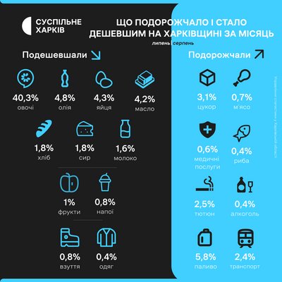 Що на Харківщині подорожчало і стало дешевшим у серпні 2023 року Що на Харківщині подорожчало і стало дешевшим у серпні 2023 року