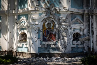 Пошкоджена церква у Лісному біля Харкова