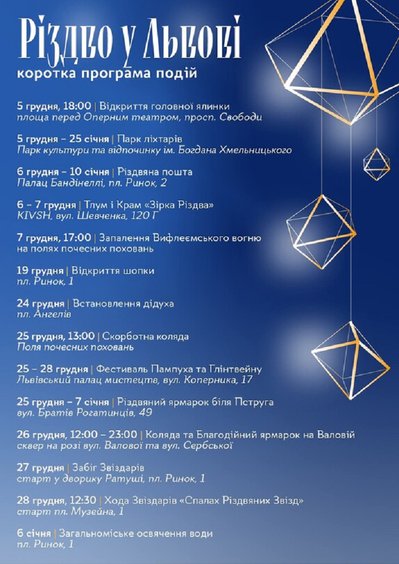 Різдвяні свята у Львові цьогоріч: програма заходів Різдвяні свята у Львові цьогоріч: програма заходів