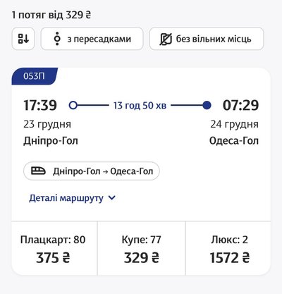 Новий рік на березі Чорного моря: скільки коштують квитки з Дніпра до Одеси