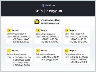 Графік відключень електрики у Києві та області: коли не буде світла Графік відключень електрики у Києві та області: коли не буде світла