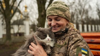 кіт Гріджо військовослужбовиця 100 окремої механізованої бригади Людмила Донецька область кіт Гріджо військовослужбовиця 100 окремої механізованої бригади Людмила Донецька область