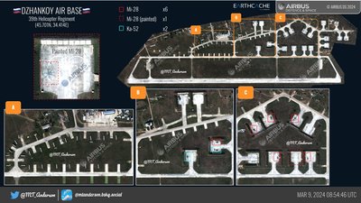 Гелікоптери та літаки на аеродромі в окупованому Криму Гелікоптери та літаки на аеродромі в окупованому Криму