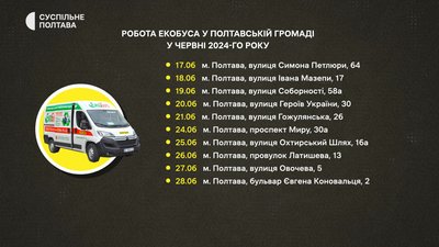 Де збиратиме відходи екобус у Полтавській громаді у червні 2024-го Де збиратиме відходи екобус у Полтавській громаді у червні 2024-го