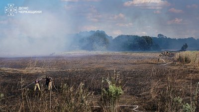 Працюють третю добу: на Черкащині горить очерет та торфʼяний ґрунт Працюють третю добу: на Черкащині горить очерет та торфʼяний ґрунт