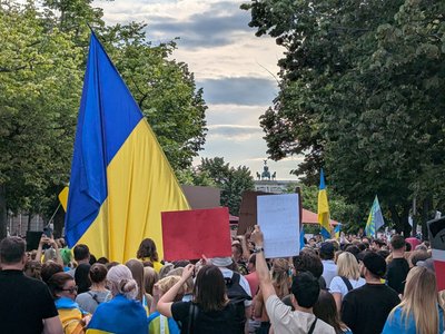 У Берліні після атаки РФ 8 липня пройшов проукраїнський мітинг У Берліні після атаки РФ 8 липня пройшов проукраїнський мітинг