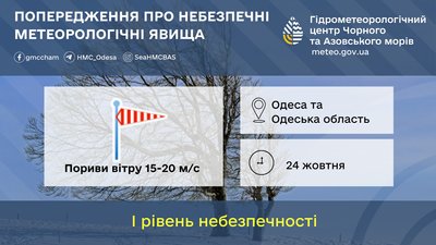 В Одесі оголосили штормове попередження на 24 жовтня В Одесі оголосили штормове попередження на 24 жовтня