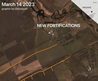 Росіяни будують оборонні споруди на захоплених територіях Росіяни будують оборонні споруди на захоплених територіях