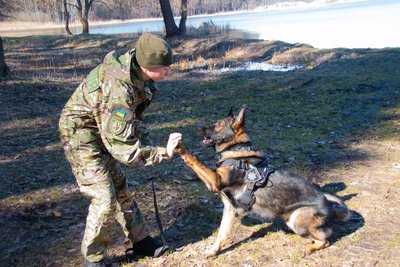 Кінологиня зі службовим собакою Кінологиня зі службовим собакою