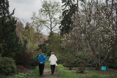 Люди гуляють ботанічним садом Харкова Люди гуляють ботанічним садом Харкова