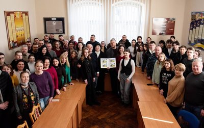 Учасники заходу, Антін Горбачевський, погашення марки, 10 березня 2026, Тернопіль Учасники заходу, Антін Горбачевський, погашення марки, 10 березня 2026, Тернопіль