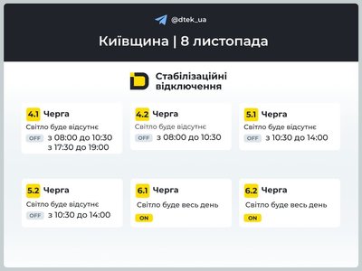 Діятимуть стабілізаційні відключення: графіки вимкнень у Києві та області Діятимуть стабілізаційні відключення: графіки вимкнень у Києві та області