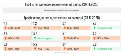 Оновлені графіки вимкнень електроенергії на Івано-Франківщині 25 листопада Оновлені графіки вимкнень електроенергії на Івано-Франківщині 25 листопада