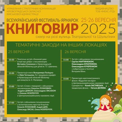 25 й 26 вересня у Кропивницькому відбудеться книжкова виставка-ярмарок. Яка програма цього року 25 й 26 вересня у Кропивницькому відбудеться книжкова виставка-ярмарок. Яка програма цього року