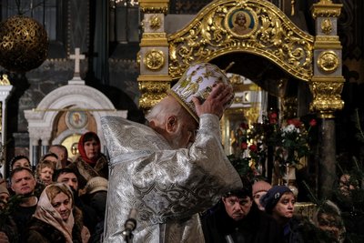 Почесний патріарх Православної церкви України Філарет під час Різдвяного богослужіння у Володимирському соборі, 6 січня 2019 року Почесний патріарх Православної церкви України Філарет під час Різдвяного богослужіння у Володимирському соборі, 6 січня 2019 року