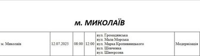 На деяких вулицях Миколаївщини вимикатимуть світло: графік на 12 липня На деяких вулицях Миколаївщини вимикатимуть світло: графік на 12 липня