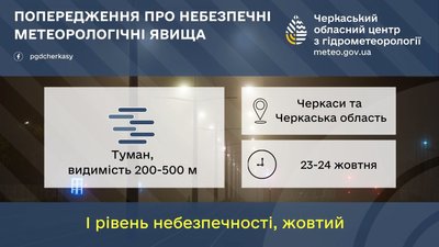 Обмежена видимість: черкащан попереджають про туман Обмежена видимість: черкащан попереджають про туман