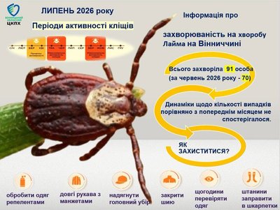На Вінниччині зросла кількість випадків хвороби Лайма На Вінниччині зросла кількість випадків хвороби Лайма