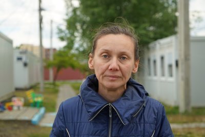 Марина Кирбаба, жителька модульного містечка у Харкові Марина Кирбаба, жителька модульного містечка у Харкові