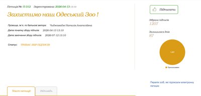 Петиція за збереження Одеського зоопарку набрала підписи після звільнення директора Петиція за збереження Одеського зоопарку набрала підписи після звільнення директора