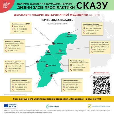 Де на Буковині можна безплатно вакцинувати тварин проти сказу – перелік адрес Де на Буковині можна безплатно вакцинувати тварин проти сказу – перелік адрес