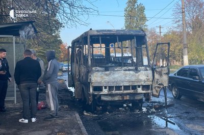 В Одесі згоріла маршрутка