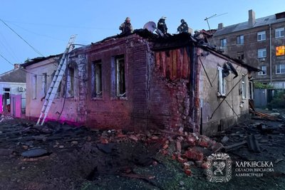 Будинок у Холодногірському районі Харкова внаслідок російського удару дрона, 9 червня 2026 року Будинок у Холодногірському районі Харкова внаслідок російського удару дрона, 9 червня 2026 року
