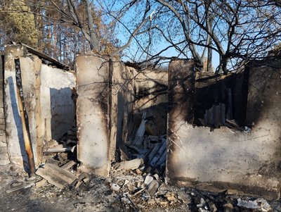 Лісова пожежа на Полтавщині знищила сільську хату-музей Лісова пожежа на Полтавщині знищила сільську хату-музей