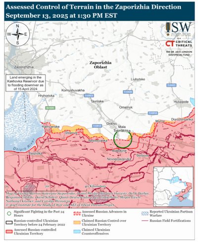 Просувань армії РФ на заході Запорізької області не зафіксовано — ISW Просувань армії РФ на заході Запорізької області не зафіксовано — ISW
