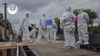 Тіла українців, черед яких військовослужбовці, яких повернули 14 червня 2025 року Тіла українців, черед яких військовослужбовці, яких повернули 14 червня 2025 року