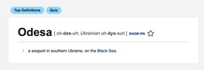 Тепер тільки Odesa, Luhansk і Lviv: американський онлайн-словник Dictionary оновив список слів Тепер тільки Odesa, Luhansk і Lviv: американський онлайн-словник Dictionary оновив список слів