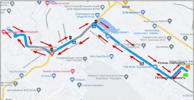 Маршрут №3 для практичних іспитів з водіння у Чернівцях Маршрут №3 для практичних іспитів з водіння у Чернівцях
