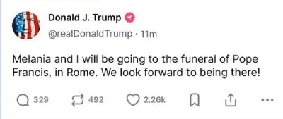 Трамп підтвердив, що відвідає поховання Папи Франциска