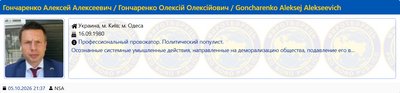 Гончаренко на миротворці Гончаренко на миротворці