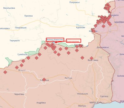 Мапа звільнення Донецької області поблизу Великої Новосілки, Благодатне на карті Мапа звільнення Донецької області поблизу Великої Новосілки, Благодатне на карті