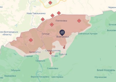 Вовчанськ на мапі бойових дій Вовчанськ на мапі бойових дій