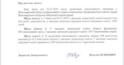 Інклюзивне навчання y Житомирській області: скільки дітей з інвалідністю виховуються у дитсадках та ліцеях Інклюзивне навчання y Житомирській області: скільки дітей з інвалідністю виховуються у дитсадках та ліцеях