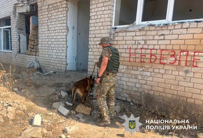 Виявляють нерозірвані снаряди, міни та розтяжки. На Херсонщині працюють кінологи з Києва Виявляють нерозірвані снаряди, міни та розтяжки. На Херсонщині працюють кінологи з Києва
