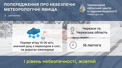 Значний дощ та мокрий сніг: на Черкащині прогнозують погіршення погодних умов Значний дощ та мокрий сніг: на Черкащині прогнозують погіршення погодних умов