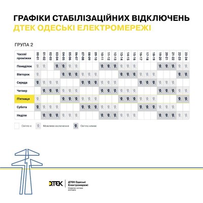 Як на Одещині вимикатимуть світло 29 серпня