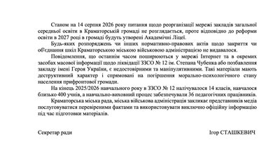 «Краматорська МВА не видавали жодних розпоряджень»: що відбувається навколо школи імені Героя України Степана Чубенка «Краматорська МВА не видавали жодних розпоряджень»: що відбувається навколо школи імені Героя України Степана Чубенка