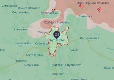 Куп'янськ на мапі бойових дій за 30 липня Куп'янськ на мапі бойових дій за 30 липня