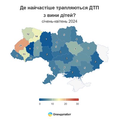 Де найчастіше трапляються ДТП з вини дітей Де найчастіше трапляються ДТП з вини дітей