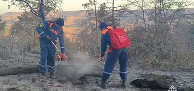 İşğal etilgen Qırımnıñ Feodosiya rayonında 35 gektarlıq yanğınnı söndüreler İşğal etilgen Qırımnıñ Feodosiya rayonında 35 gektarlıq yanğınnı söndüreler