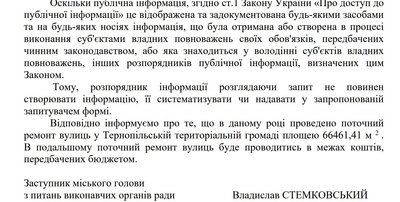 У Тернопільській міськраді розповіли, скільки грошей виділили на ремонт доріг і мостів цього року У Тернопільській міськраді розповіли, скільки грошей виділили на ремонт доріг і мостів цього року