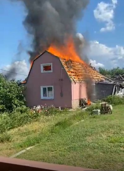 Пожежа після влучання у Ковалях Пожежа після влучання у Ковалях