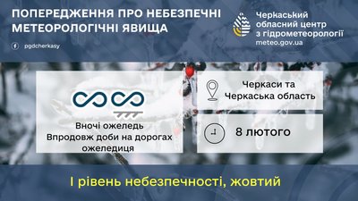 Перший рівень небезпечності: черкащан попереджають про ожеледицю Перший рівень небезпечності: черкащан попереджають про ожеледицю