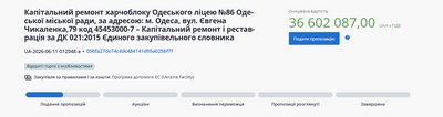 На капремонт харчоблоку одеського ліцею №86 планують витратити понад 36 млн грн