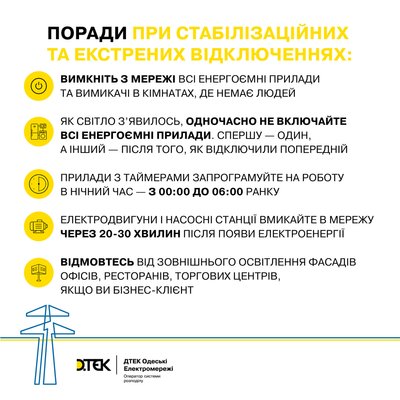 70% аварій на електромережах в Одеській області стаються через споживачів — ДТЕК 70% аварій на електромережах в Одеській області стаються через споживачів — ДТЕК