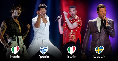 Damiano David/Måneskin (Італія 2021), Sakis Rouvas (Греція 2004 і 2009), Mahmood (Італія 2019 та 2022) Robin Bengtsson (Швеція 2017) Damiano David/Måneskin (Італія 2021), Sakis Rouvas (Греція 2004 і 2009), Mahmood (Італія 2019 та 2022) Robin Bengtsson (Швеція 2017)